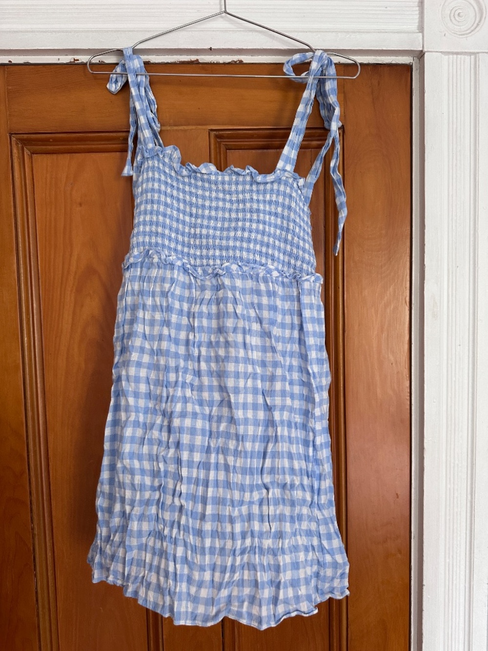 Reformation Cotton Gingham Tie Strap Mini Dress Large - Picture 5 of 5